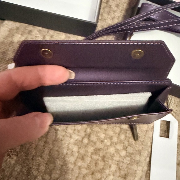 Premium iPhone 14 Purple Crossbody Wallet Phone Case with Strap - Picture 9 of 13